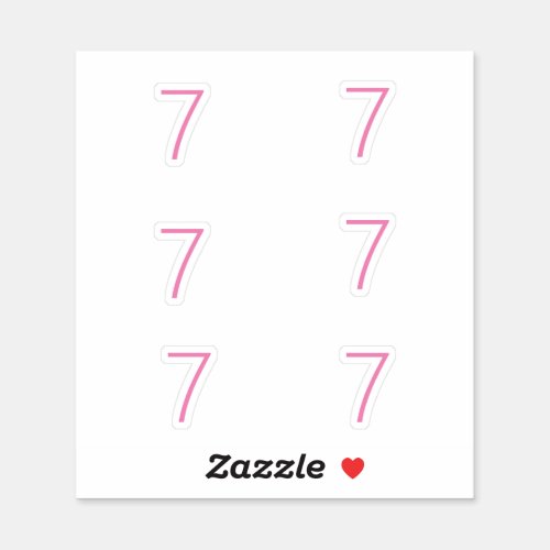 7th Birthday Pink Number Seven Pattern Custom Age Sticker