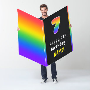7th Birthday: Rainbow Spectrum # 7, Custom Name Card