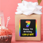 [ Thumbnail: 7th Birthday: Rainbow Spectrum # 7, Custom Name Sticker ]