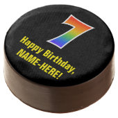 7th Birthday - Rainbow Spectrum Pattern Number 7 Chocolate Covered Oreo (Angled)