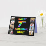 [ Thumbnail: 7th Birthday: Rainbow Text, Custom Photos & Name Card ]