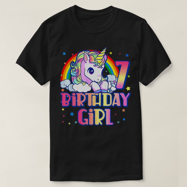 7th Birthday Rainbow Unicorn Birthday  Birthday Gi T-Shirt (Design Front)