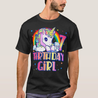 7th Birthday Rainbow Unicorn Birthday Birthday Gi T-Shirt