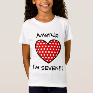 7th Birthday Red Polka Dot Heart W03B T-Shirt