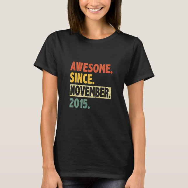 7th Birthday Retro 7 Years Old Awesome Since Novem T-Shirt (Front)