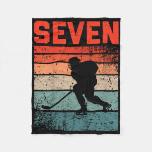 7th Birthday Retro Ice Hockey 7 Years Old Boy Girl Fleece Blanket