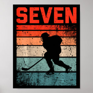 7th Birthday Retro Ice Hockey 7 Years Old Boy Girl Poster