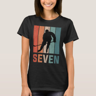 7th Birthday Retro Ice Hockey 7 Years Old Hockey T-Shirt