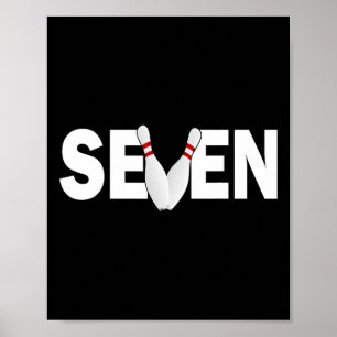 7th Birthday Seven 7 Years Old Bowling Party Birth Poster
