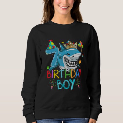 7th Birthday Shark Ocean Theme Party 7 Years Old F Sweatshirt