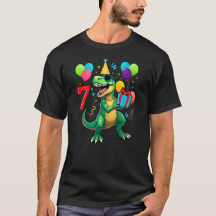 7th Birthday Shirt Boy Dinosaur Happy Bday T-rex P