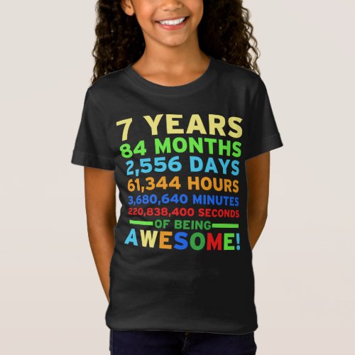 7th Birthday Shirt Boy Girl Seven Years of Awesome