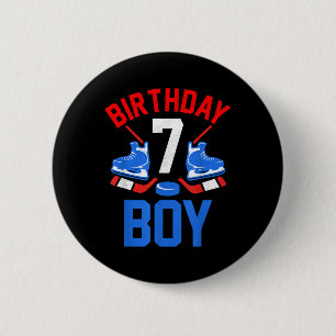 7th Birthday Shirt For Girls Boys 7 Yrs Old Ice Ho Button