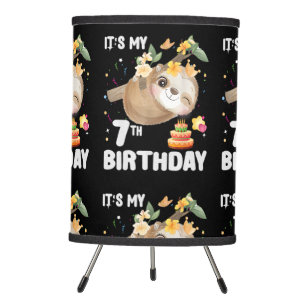 7th Birthday Sloth Girl Party Cute Sloth Lover Tripod Lamp