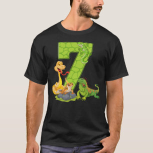 7th Birthday Snake Lizard Reptile 7 Year Old Birth T-Shirt