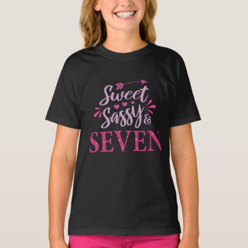 7th Birthday _ Sweet Sassy  7 Years Old Gift T_Shirt