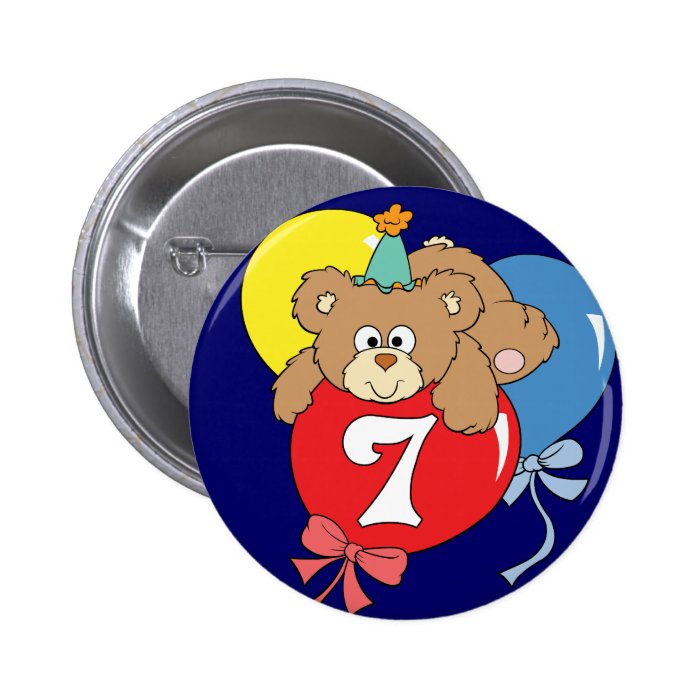7th Birthday Teddy Bear (2) Pin