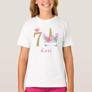 7th Birthday Unicorn Dabbing personalized name T-Shirt