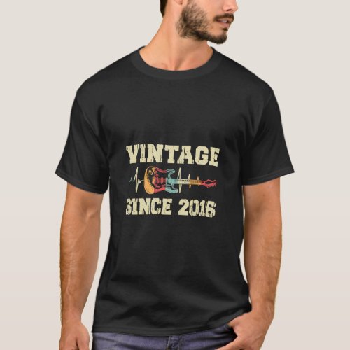 7th Birthday Vintage Guitar  Retro 2016 Guitarist  T_Shirt