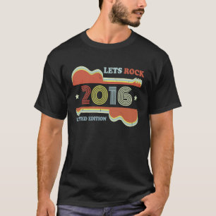 7th Birthday Vintage Guitar  Retro Lets Rock 2016 T-Shirt
