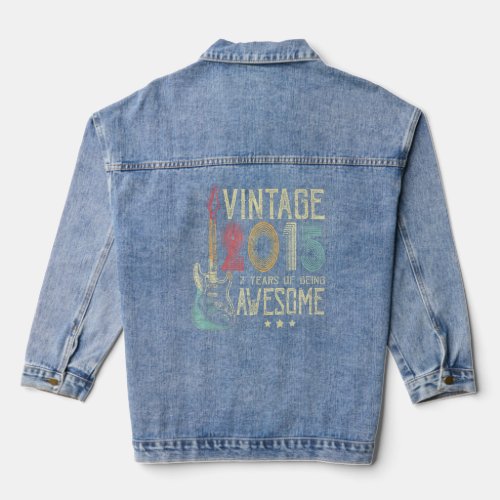 7th Birthday Womens Mens Vintage Awesome 2015 Guit Denim Jacket