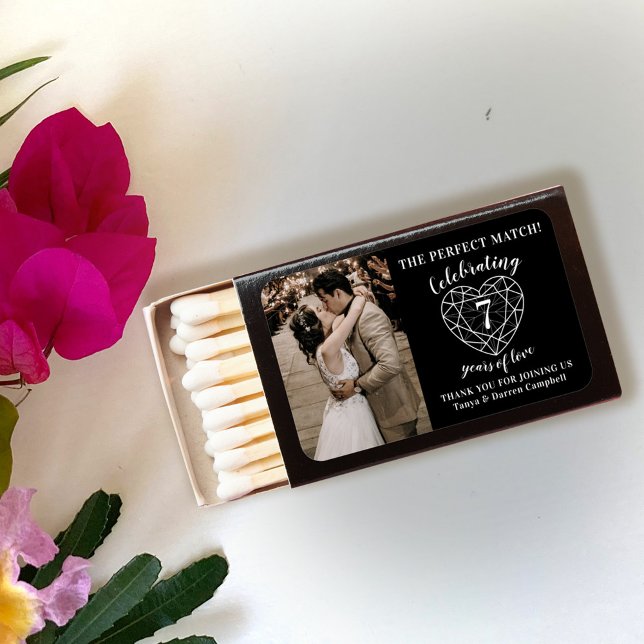 7th black onyx wedding anniversary photo favor matchboxes (Creator Uploaded)