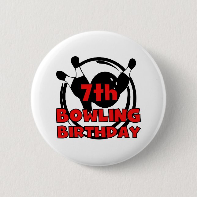 7th Bowling Birthday Pinback Button (Front)