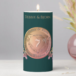 7th Copper Fresia Wedding Anniversary Pillar Candle