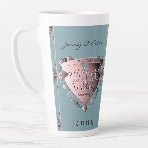 7th Copper Heart Emblem Latte Mug