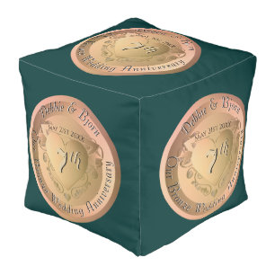 7th Copper Medallion Image w/Teal Pouf