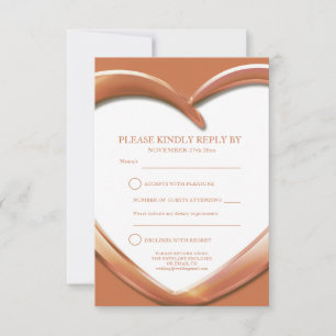 7th copper wedding anniversary heart reply card