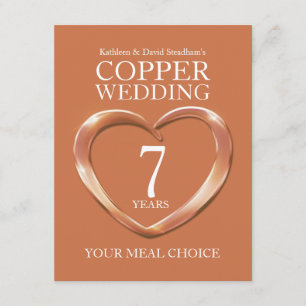7th Copper Wedding Anniversary meal choice Enclosure Card