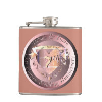 7th Copper Wedding Anniversary Medallion Flask