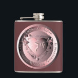 7th Copper Wedding Anniversary Medallion Flask<br><div class="desc">When we've reached key milestones in life, it's only right to mark and observe them, so I thought a handsome way would be with a copper -like medallion with naturally, a heart emblem in the center. I am also here to customize or illustrate something uniquely for you, just message me...</div>