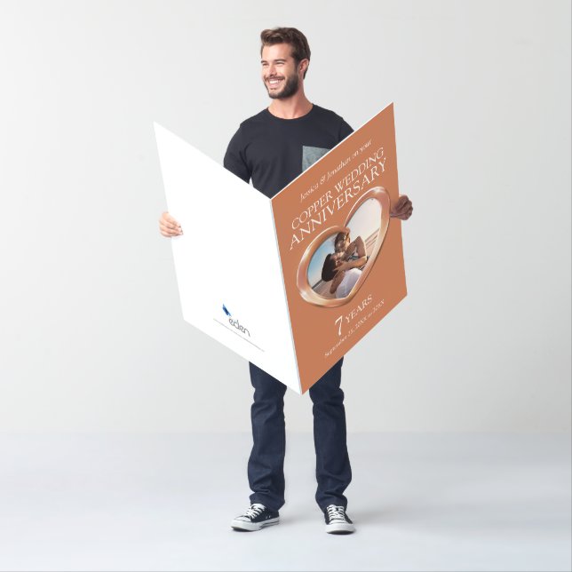 7th Copper wedding anniversary photo heart Card (In Situ)