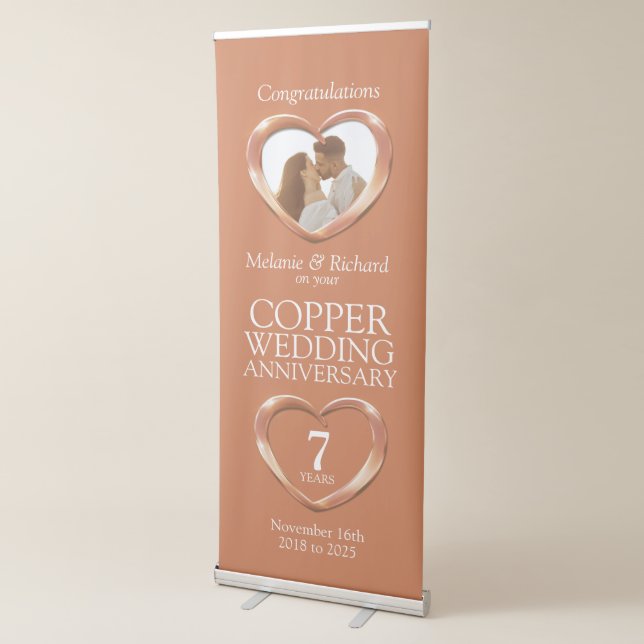 7th copper wedding anniversary photo heart retractable banner (3/4)