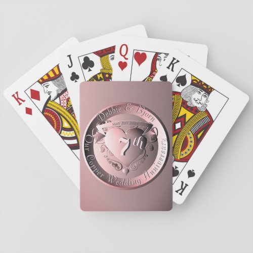 7th Copper Wedding Anniversary Poker Cards