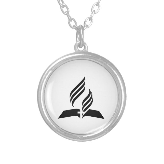 7th Day Adventist Symbol Silver Plated Necklace (Front)