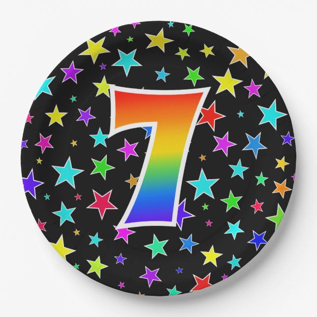 7th Event: Bold, Fun, Colorful Rainbow 7 Paper Plates (Front)