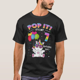 7Th Fidget Toy Pop It Unicorn Birthday Girl 7 Year T-Shirt