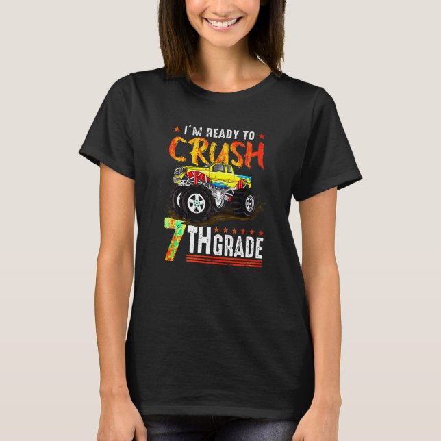 7th Grade 95 Crush Preschool Dinosaur Monster Truc T-Shirt (Front)