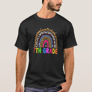 7th Grade Cute Leopard Rainbow Teacher Student Ki T-Shirt