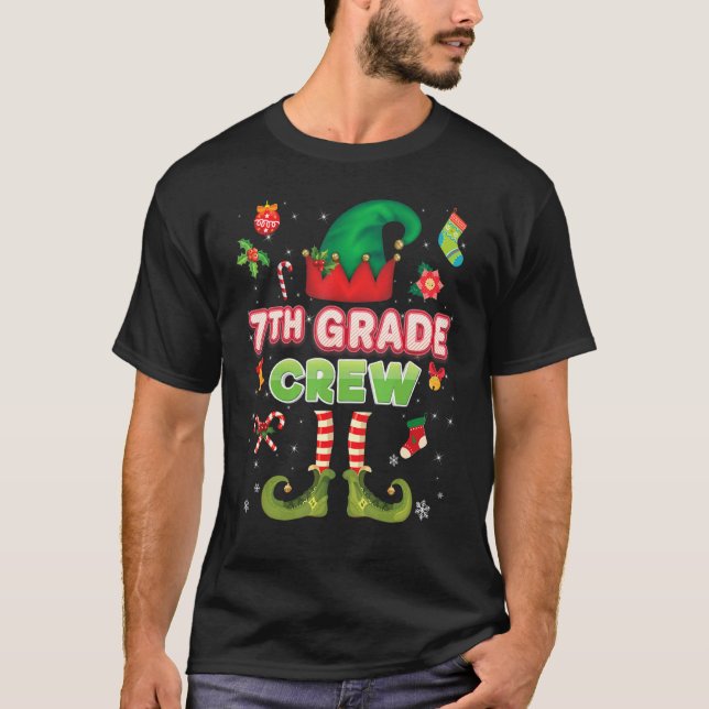 7th Grade Elf Crew Christmas Santa Helper Seventh  T-Shirt (Front)
