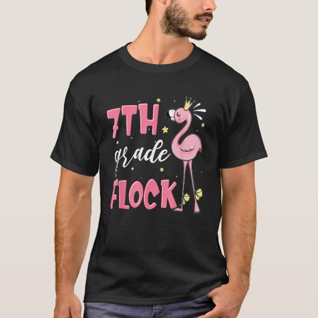 7th Grade Flock Flamingo Back To School Girls T-Shirt (Front)