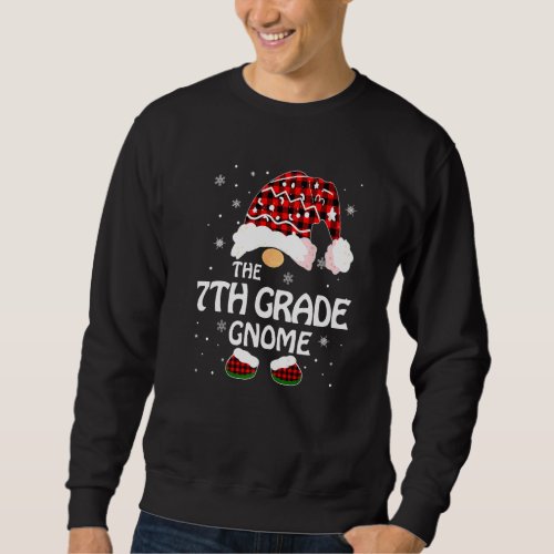 7th Grade Gnome Buffalo Plaid Matching Family Chri Sweatshirt