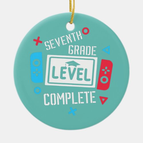 7th Grade Graduation Level Complete Video Games Ceramic Ornament