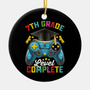 7th Grade Level Complete Graduation Gaming Gamer Ceramic Ornament