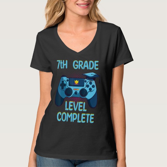 7th Grade Level Complete Last Day Of School  Gradu T-Shirt (Front)