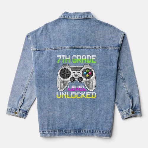 7th Grade Level Unlocked For Gamer 1st Day Of Scho Denim Jacket