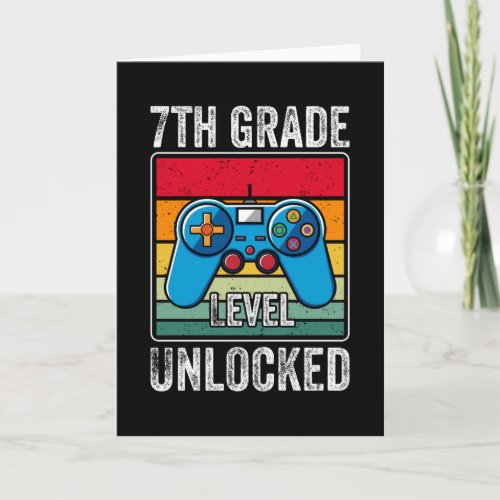 7th Grade Level Unlocked Kids Back to School Gamer Card